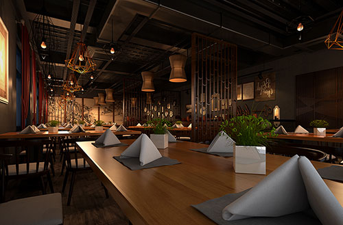 涵江简约大气中式风格餐厅设计装修效果图