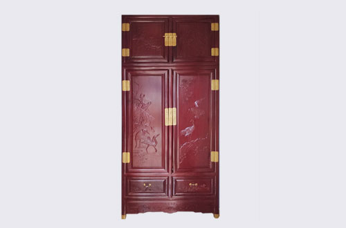 涵江高端中式家居装修深红色纯实木衣柜