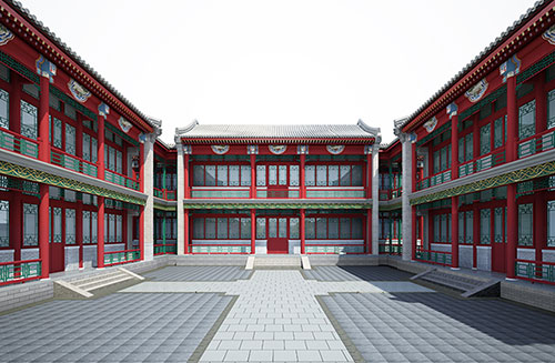 涵江北京四合院设计古建筑鸟瞰图展示